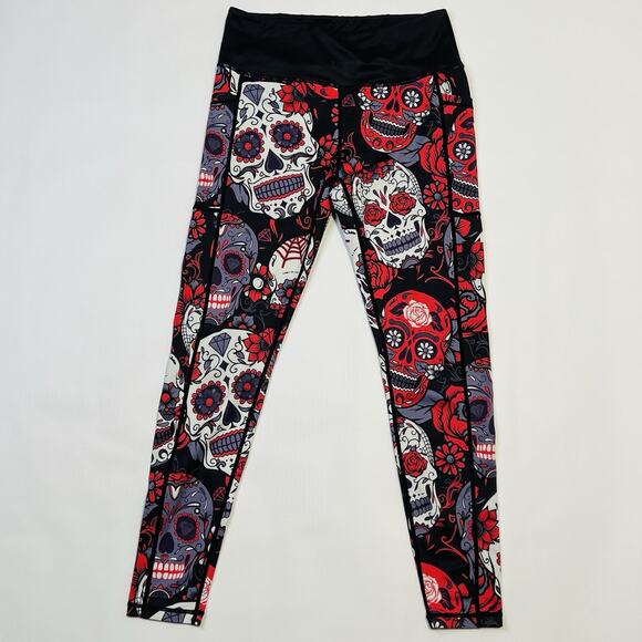 Constantly Varied Gear CVG Sugar Skulls Day Of The Dead Capri Leggings MEDIUM - Picture 1 of 9